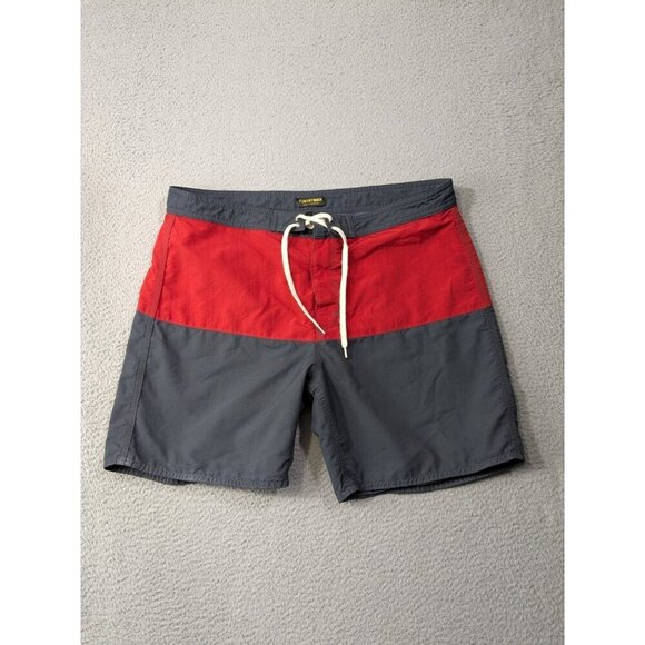 Flint and Tinder Board Shorts 38 Swim Trunks Unlined Surf Color Block Gray Red - Picture 1 of 13